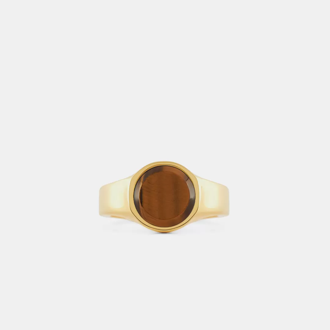 Serge DeNimes Gold Rings<Round Tigers Eye Ring