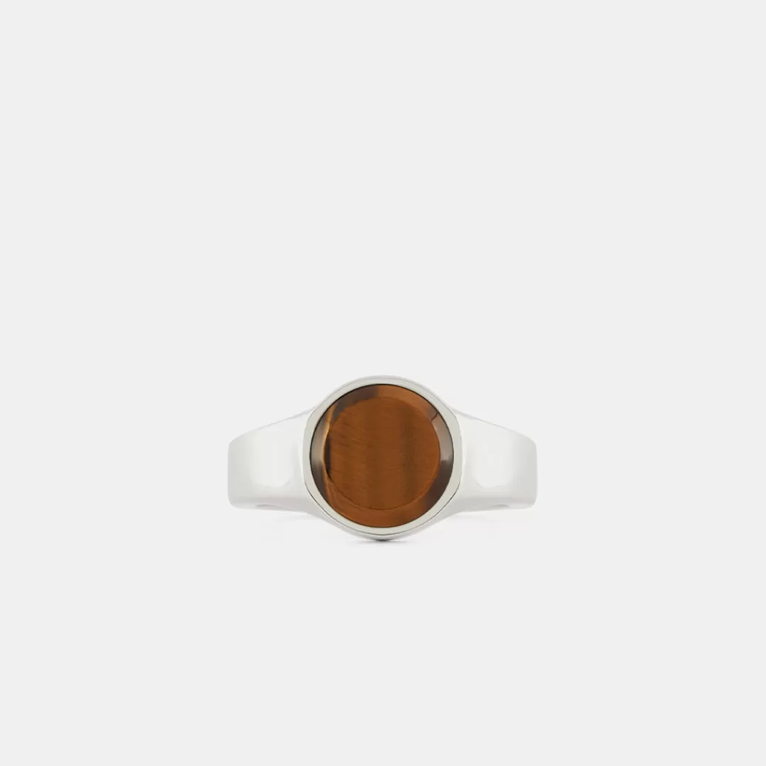Serge DeNimes Silver Rings<Round Tigers Eye Ring